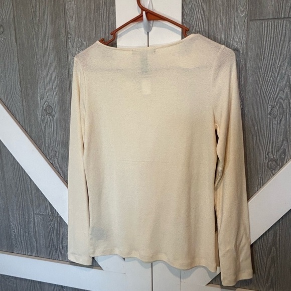 376. Ralph Lauren Sz S/P long sleeve top w/ beautiful beading around front neck - Picture 3 of 3